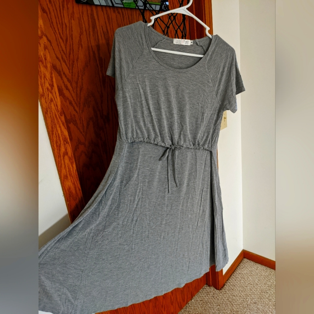 Latched mama gray drawstring dress - size medium